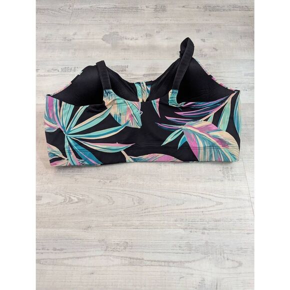 Torrid Active High Impact Sports‎ Bra women's 46D black Tropical floral zipper - Picture 3 of 7